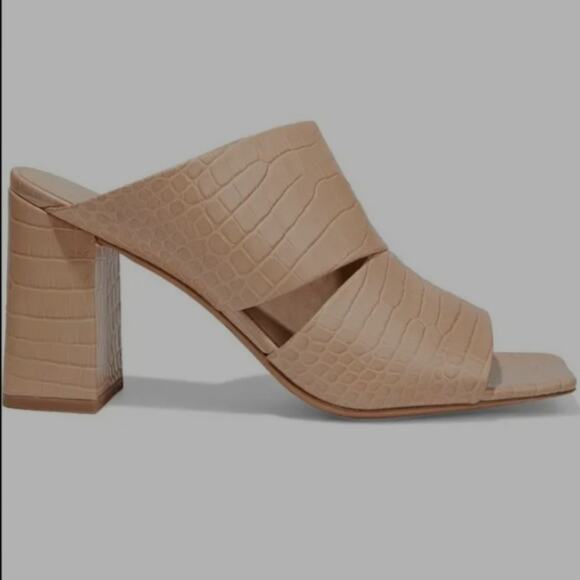 Vince "Nelda" Cutout Croc-Effect Leather Mules in Beige Size 10M - Picture 2 of 8